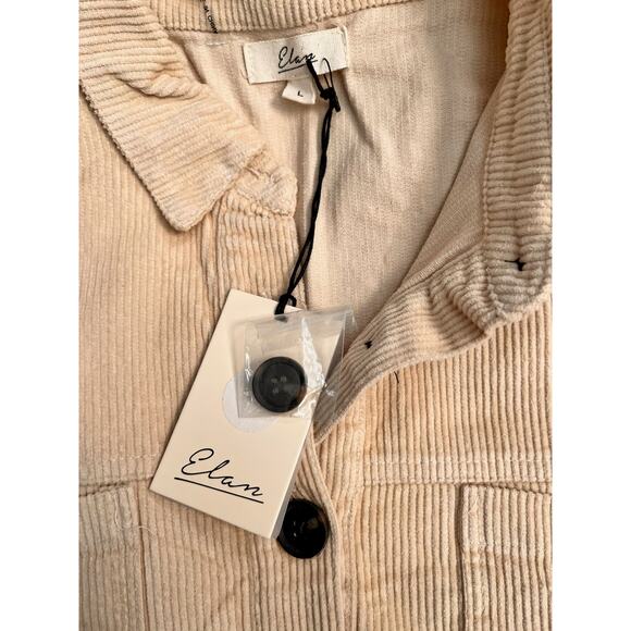 ELAN Cassie Button Down Corduroy Shacket Ivory Women's Sz L NWT - Picture 4 of 7